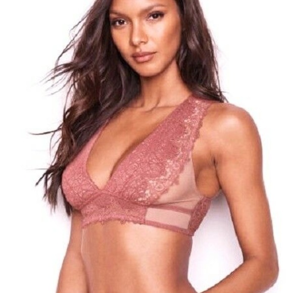 Victoria's Secret Other - NWT VS High Neck Plunging VNeck Pink Lace Bralette